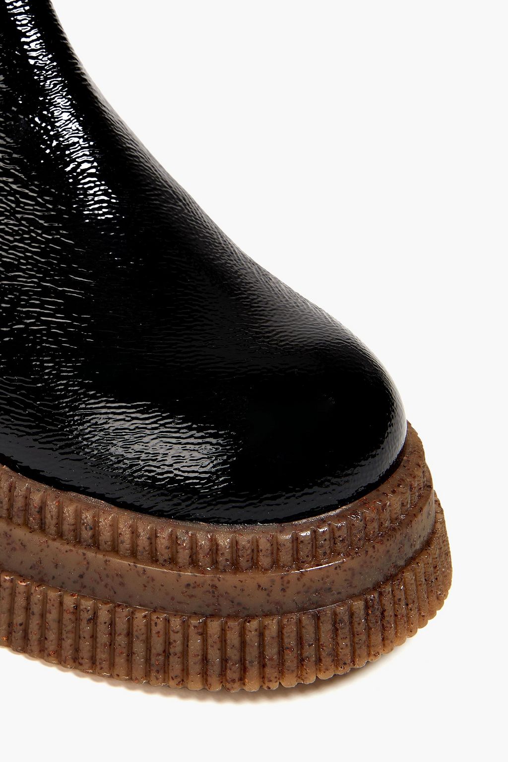 GANNI Patent textured-leather platform Chelsea boots