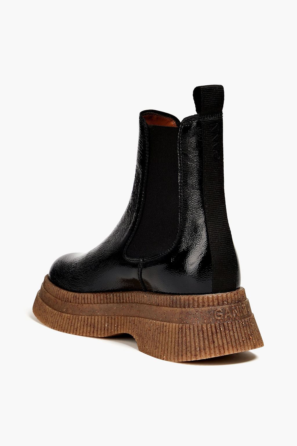 GANNI Patent textured-leather platform Chelsea boots