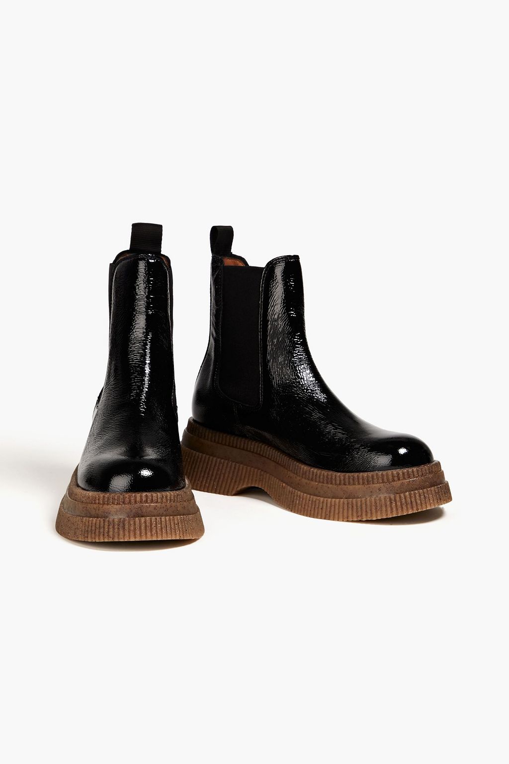 GANNI Patent textured-leather platform Chelsea boots