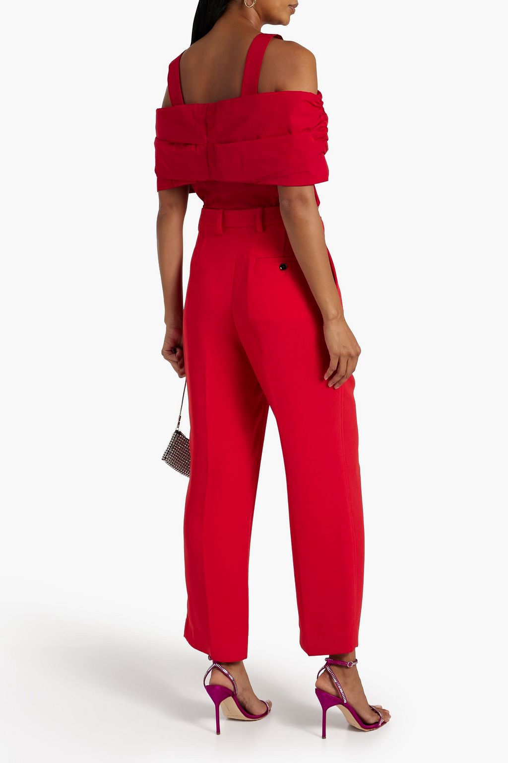 RENAISSANCE RENAISSANCE Balthus cold-shoulder ruched faille top
