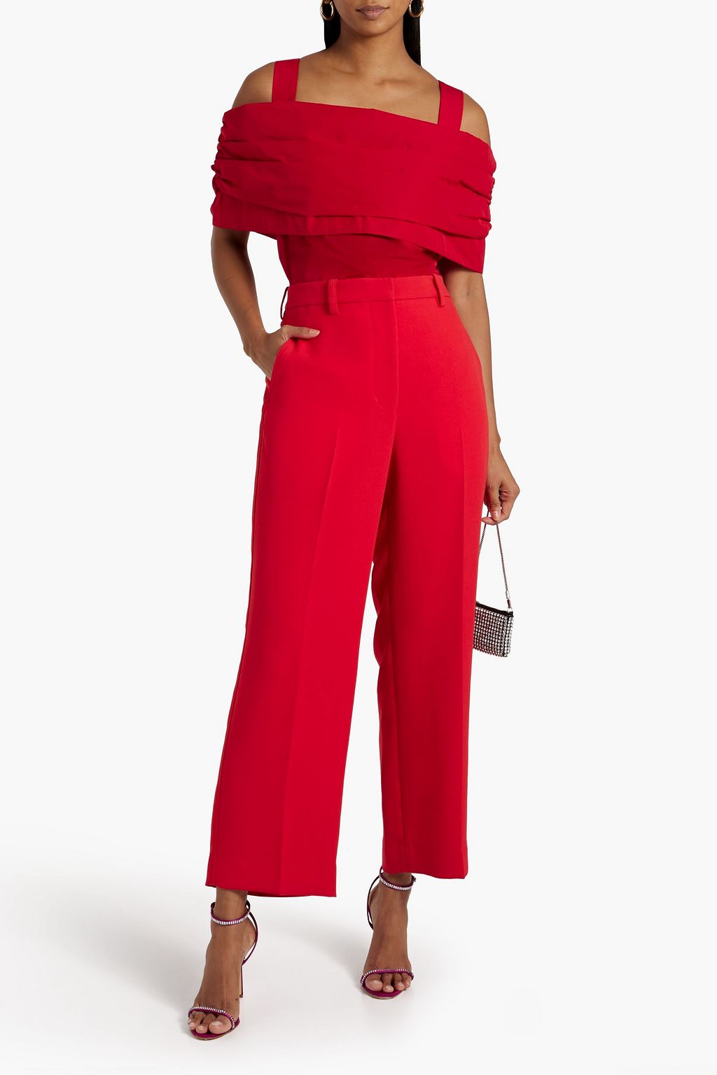 RENAISSANCE RENAISSANCE Balthus cold-shoulder ruched faille top