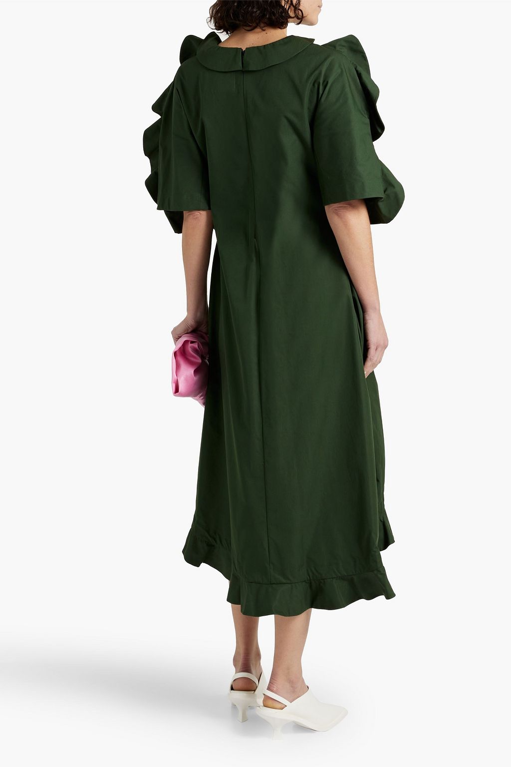 JIL SANDER Ruffled cotton-taffeta midi dress
