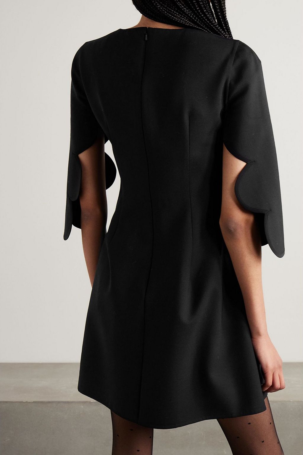 OSCAR DE LA RENTA Scalloped stretch wool-blend mini dress