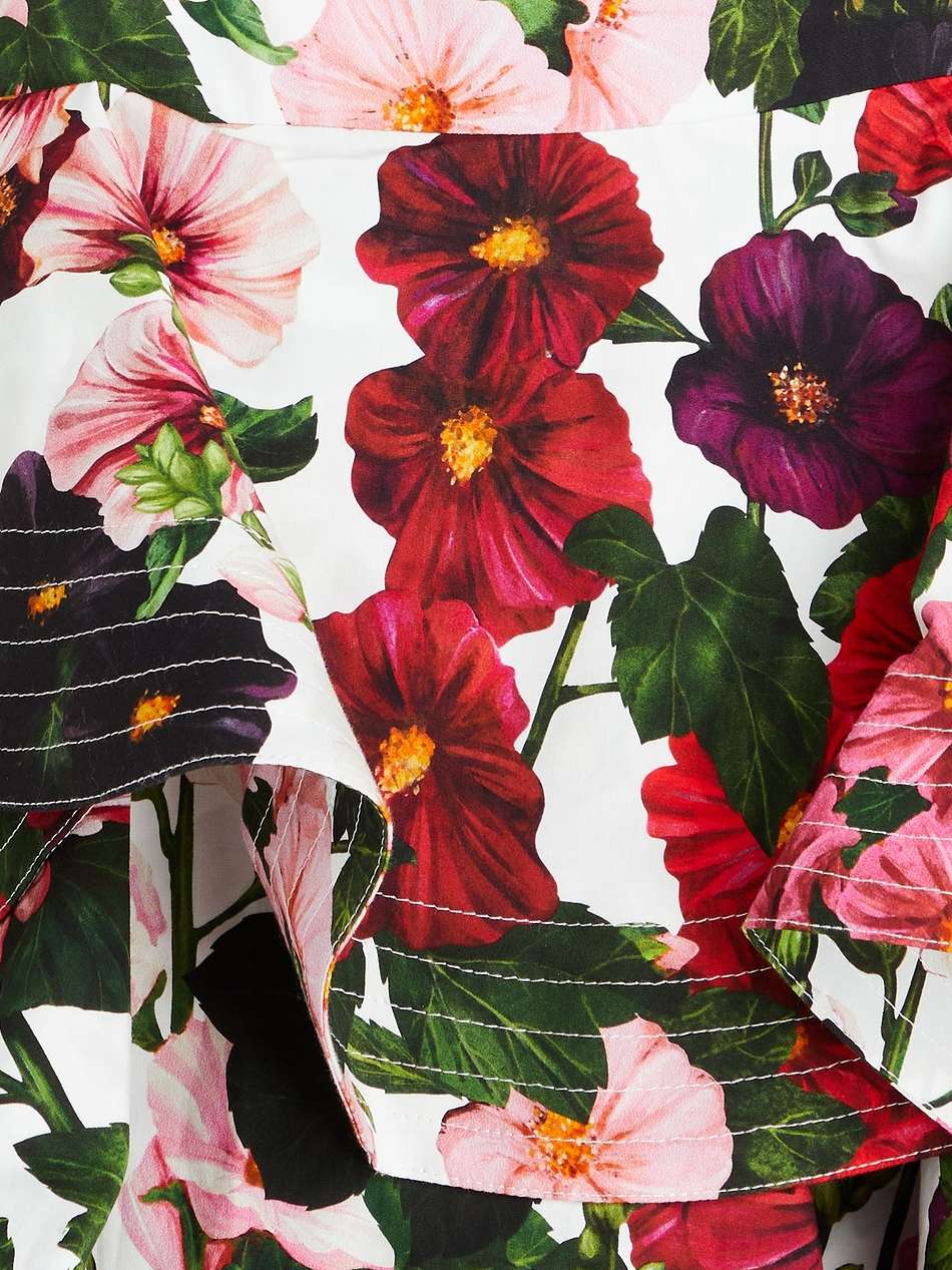 cold-shoulder floral-print cotton-blend poplin mini dress