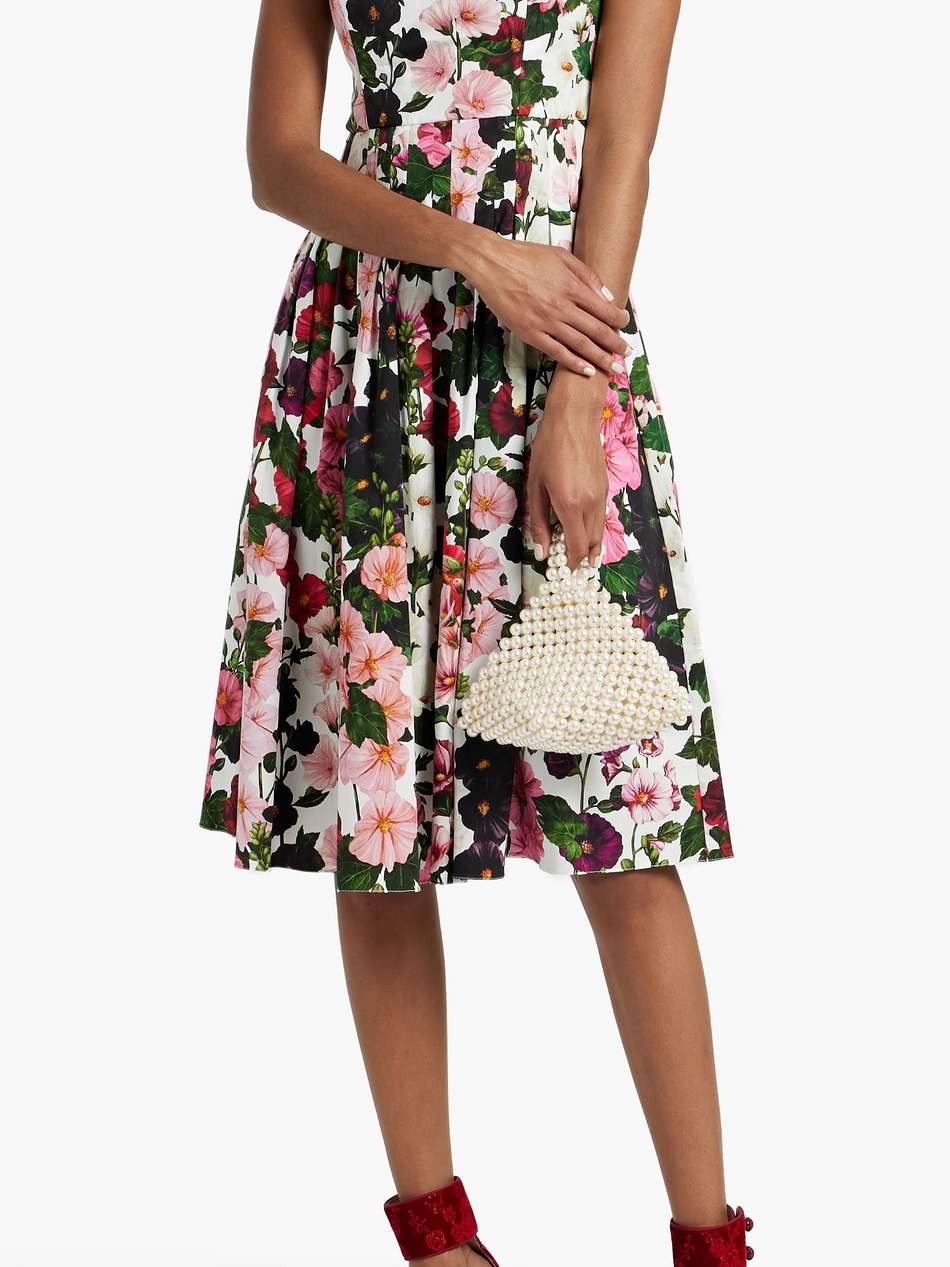 cold-shoulder floral-print cotton-blend poplin midi dress