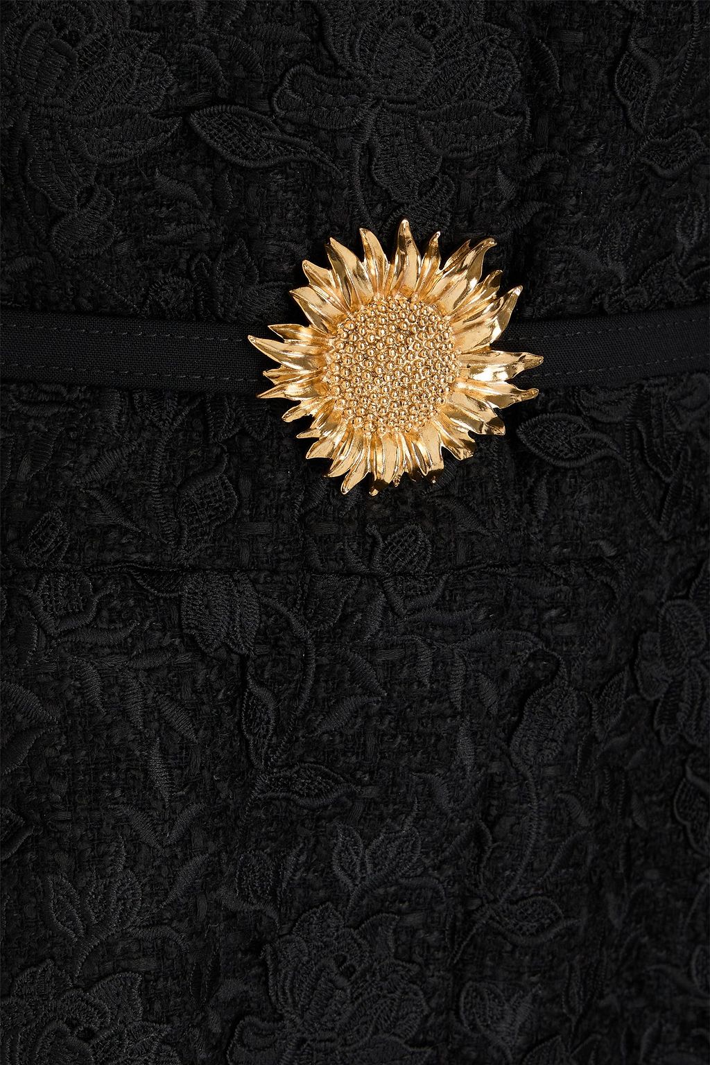 OSCAR DE LA RENTA Embroidered belted tweed jacket