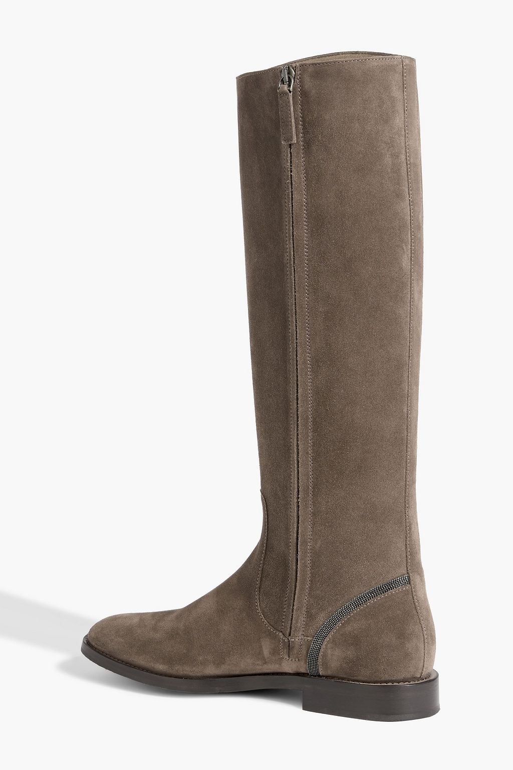 BRUNELLO CUCINELLI Bead-embellished suede knee boots