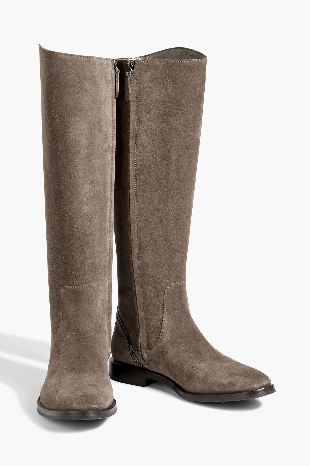 BRUNELLO CUCINELLI Bead-embellished suede knee boots