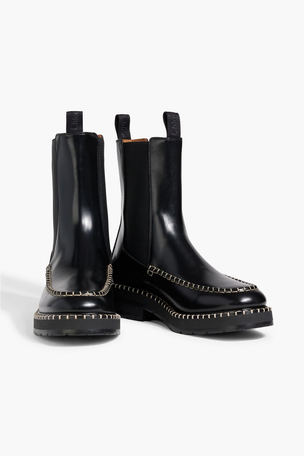 CHLOÉ Noua glossed-leather Chelsea boots