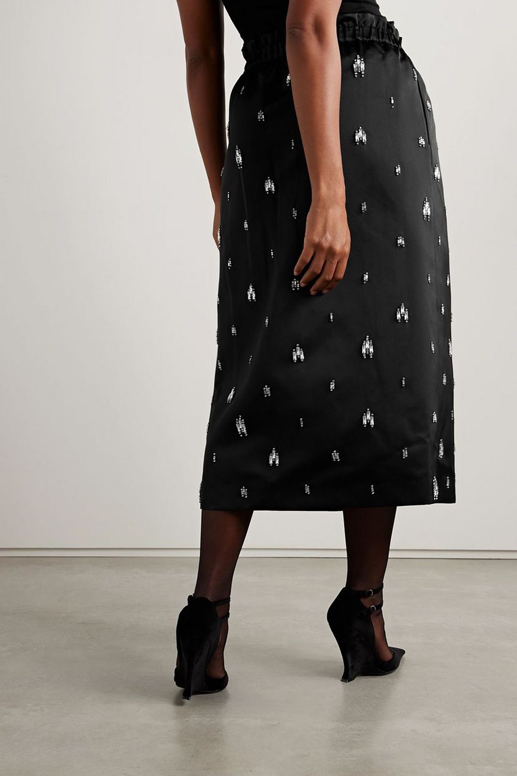 A.L.C. Alexia crystal-embellished duchesse-satin midi skirt