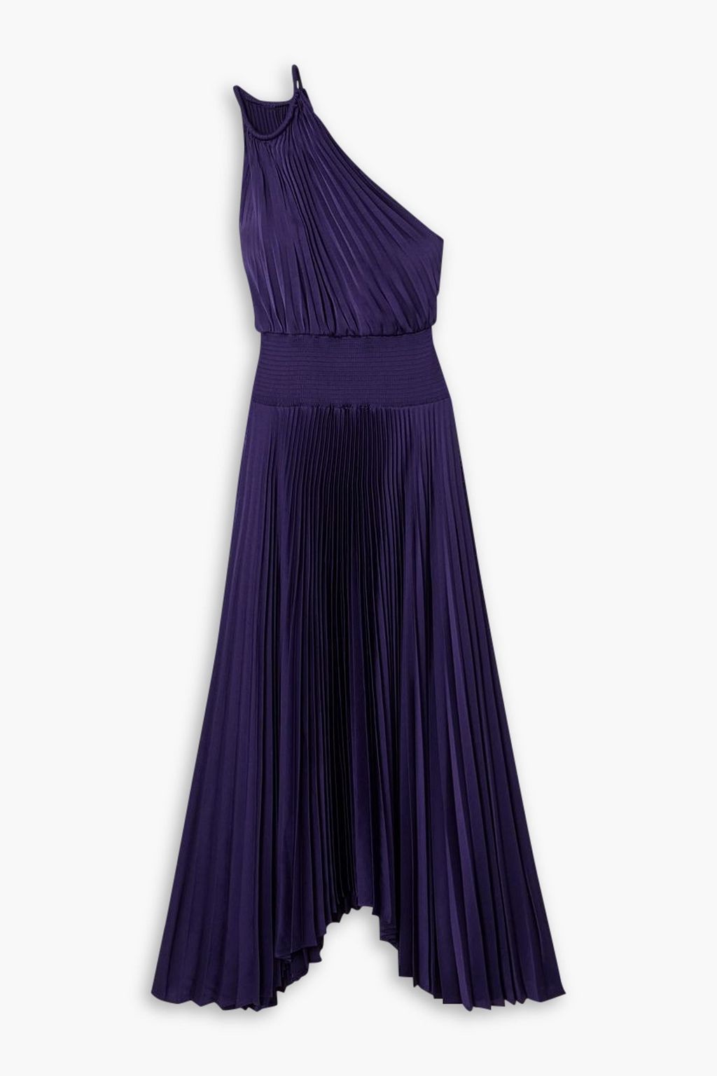 A.L.C. Ruby asymmetric pleated satin midi dress THE OUTNET
