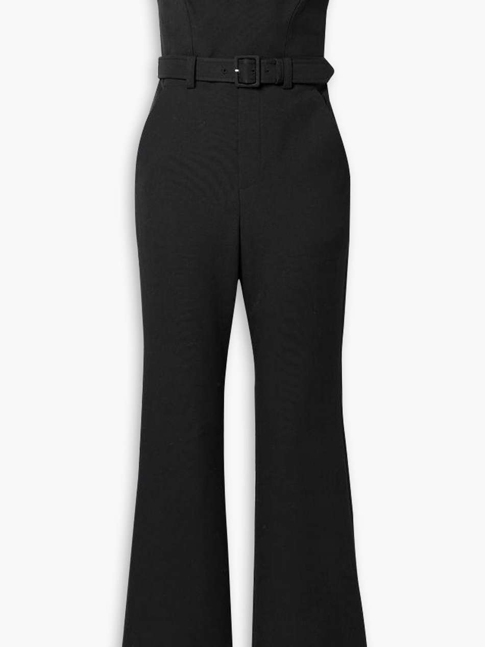kate strapless belted twill jumpsuit