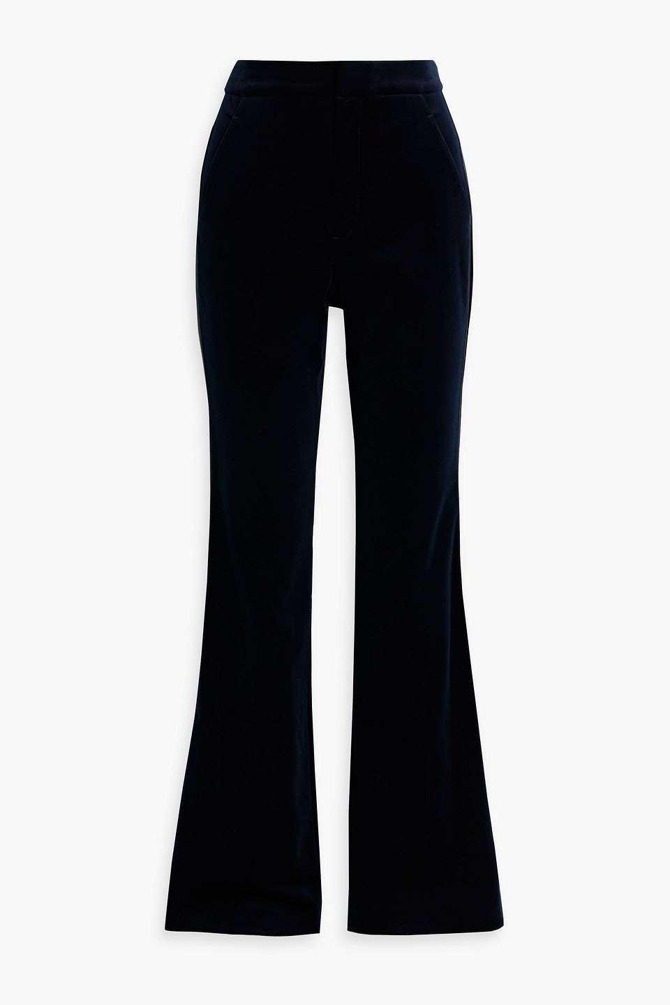 A.l.c Sophie Ii Satin-trimmed Cotton-blend Velvet Flared Trousers In Midnight Blue