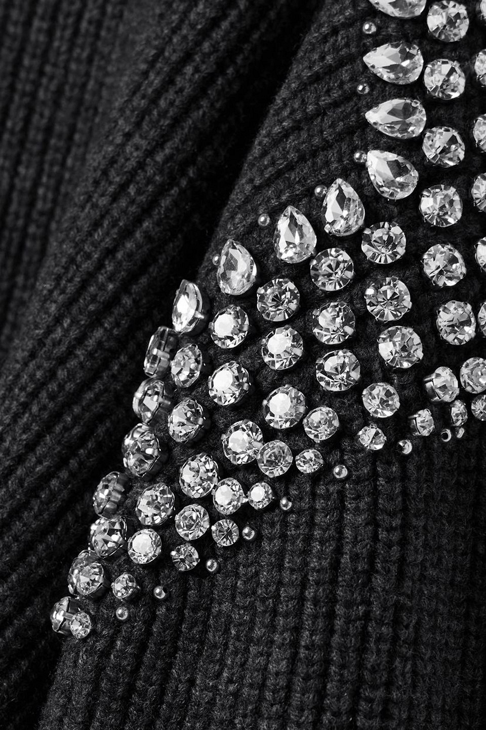A.L.C COLBY OVERSIZED CRYSTAL-EMBELLISHED RIBBED MERINO WOOL SWEATER