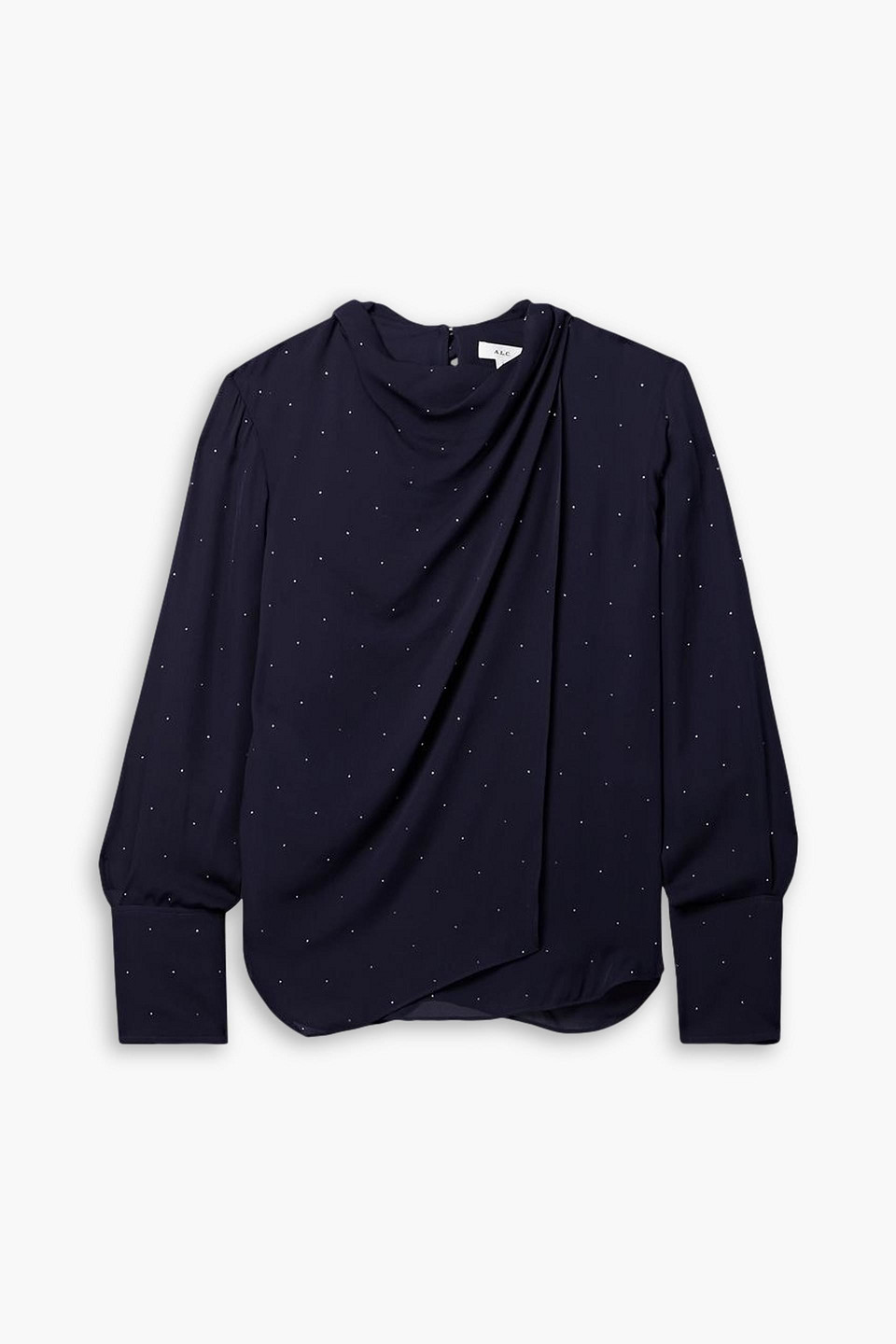 Luna wrap-effect crystal-embellished silk-chiffon blouse