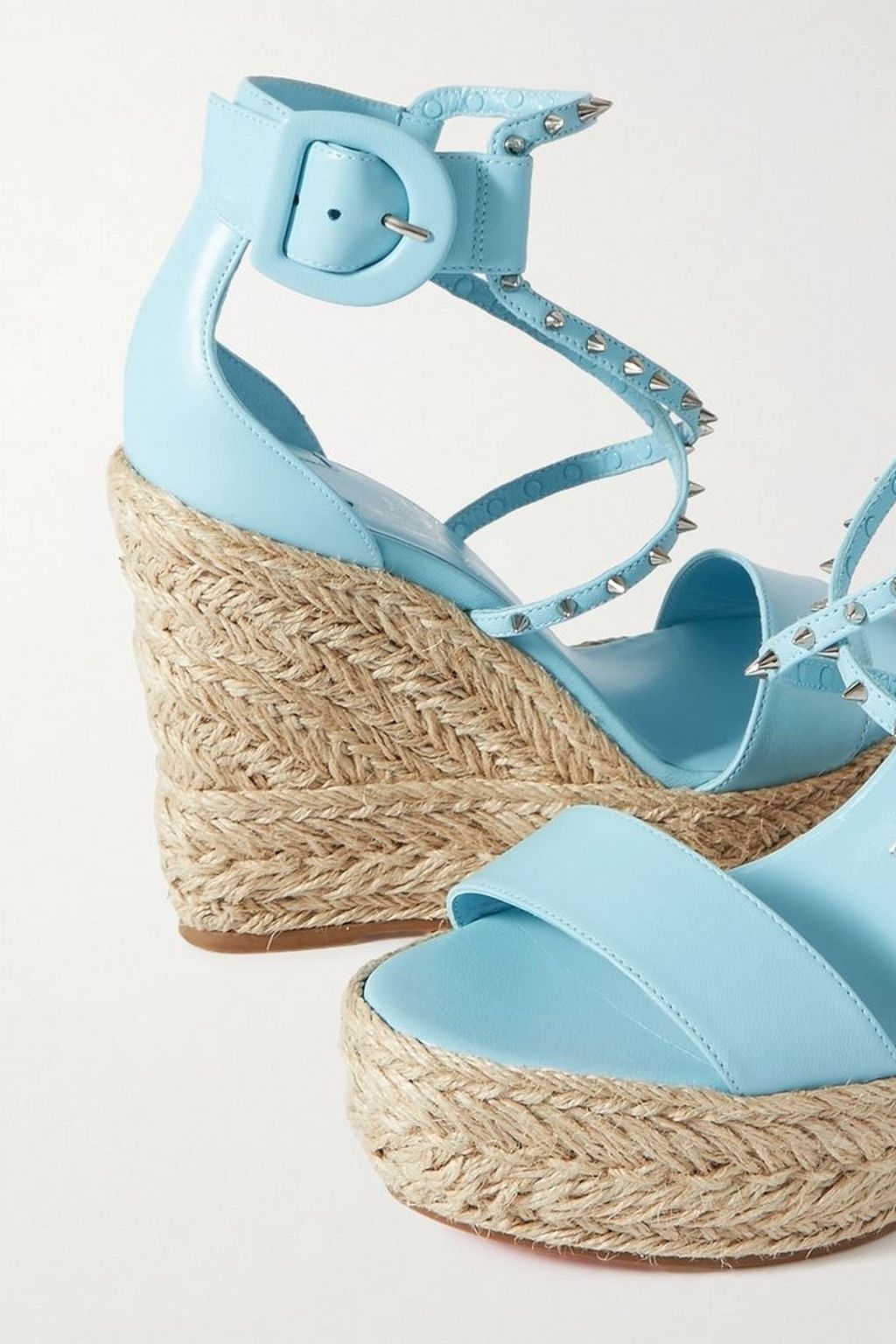 CHRISTIAN LOUBOUTIN Chocazeppa 120 spiked leather espadrille wedge sandals