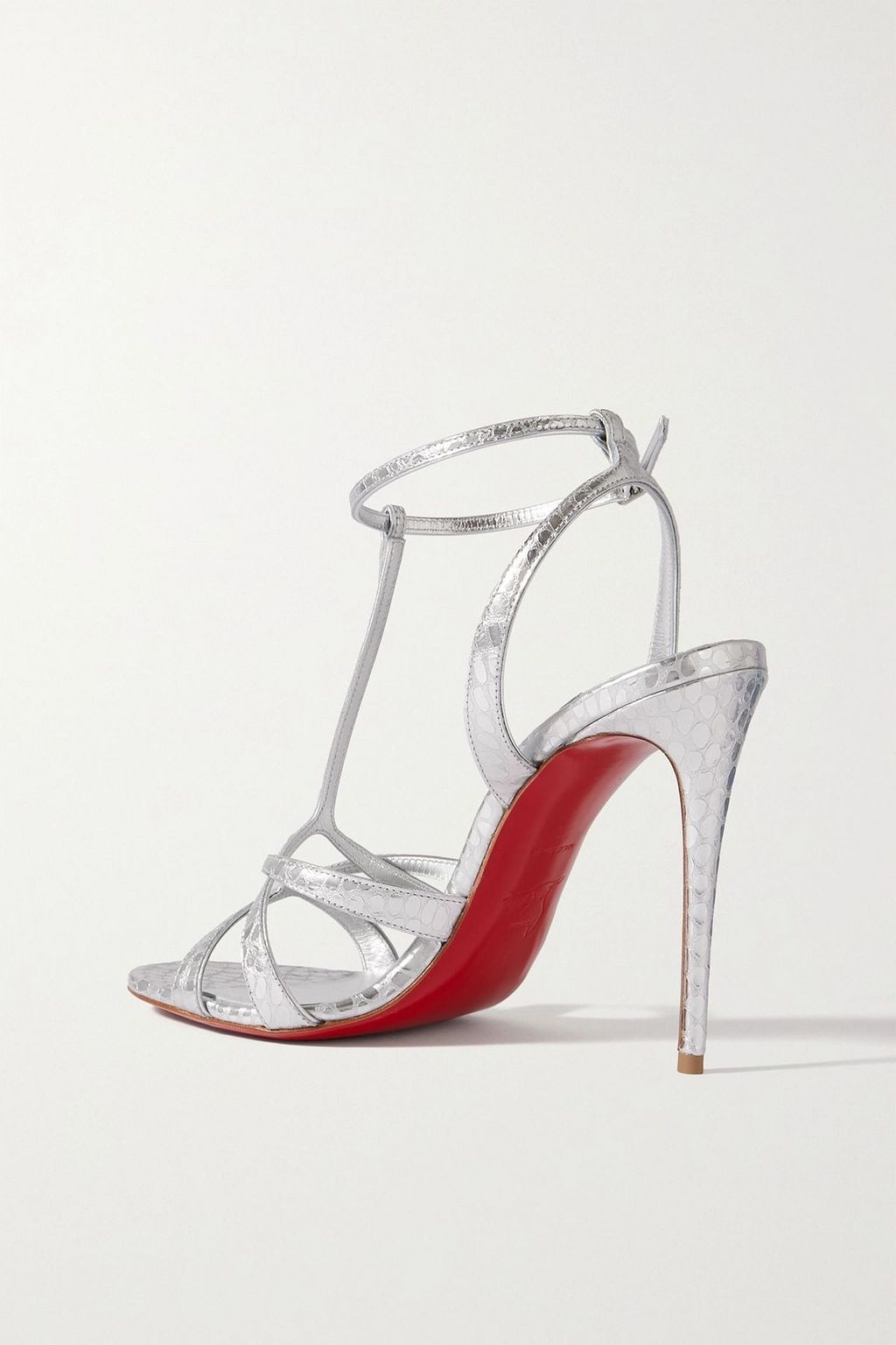 CHRISTIAN LOUBOUTIN Tangueva Alta 100 metallic snake-effect leather sandals