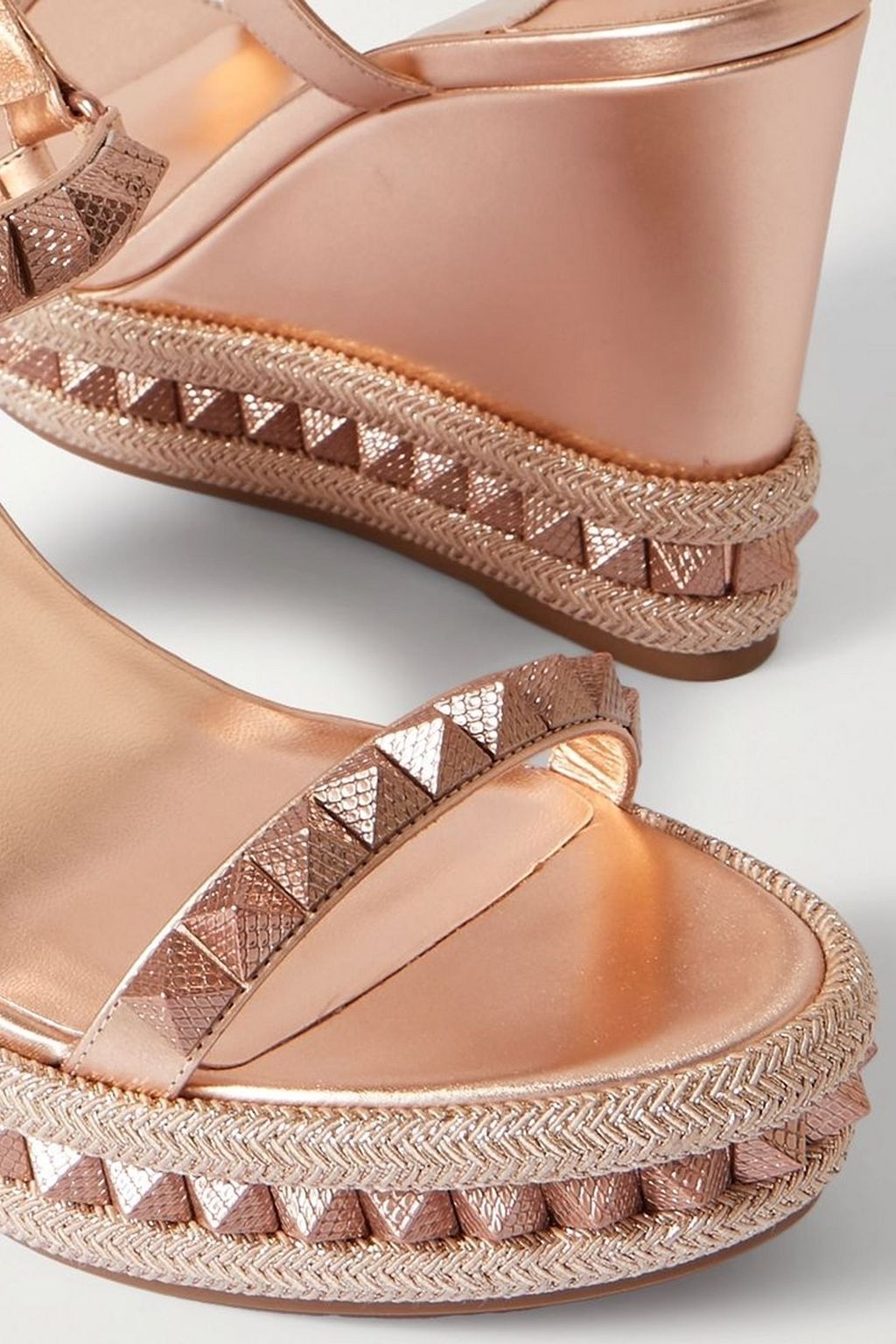CHRISTIAN LOUBOUTIN Pyraclou 110 studded metallic leather wedge sandals