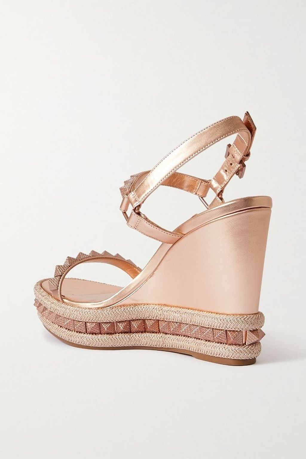 CHRISTIAN LOUBOUTIN Pyraclou 110 studded metallic leather wedge sandals
