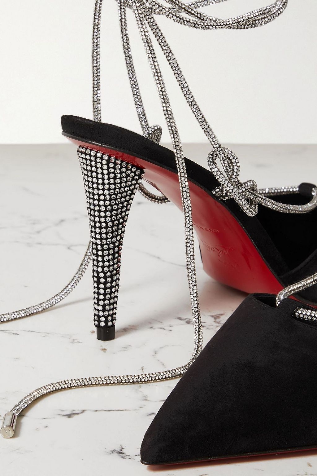 CHRISTIAN LOUBOUTIN Astrid 85 crystal-embellished suede pumps