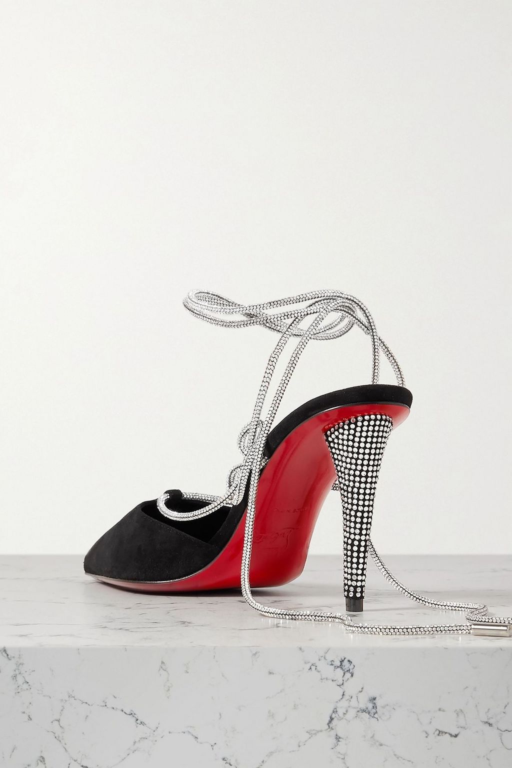 CHRISTIAN LOUBOUTIN Astrid 85 crystal-embellished suede pumps