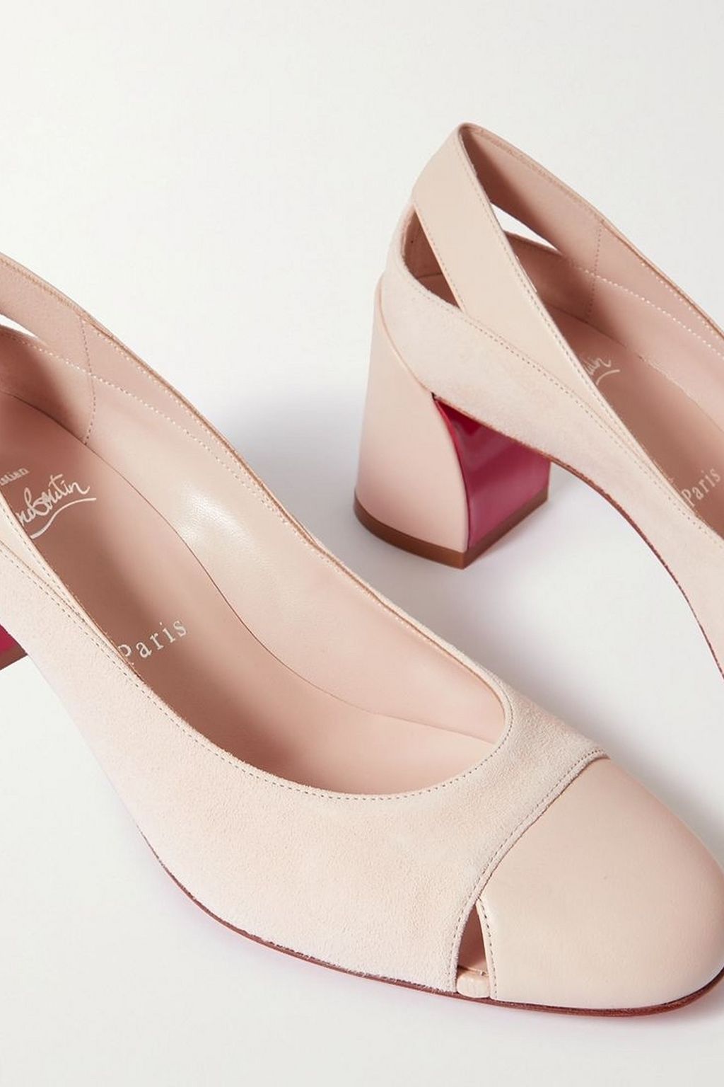 CHRISTIAN LOUBOUTIN Miss Duvette 55 cutout leather and suede pumps