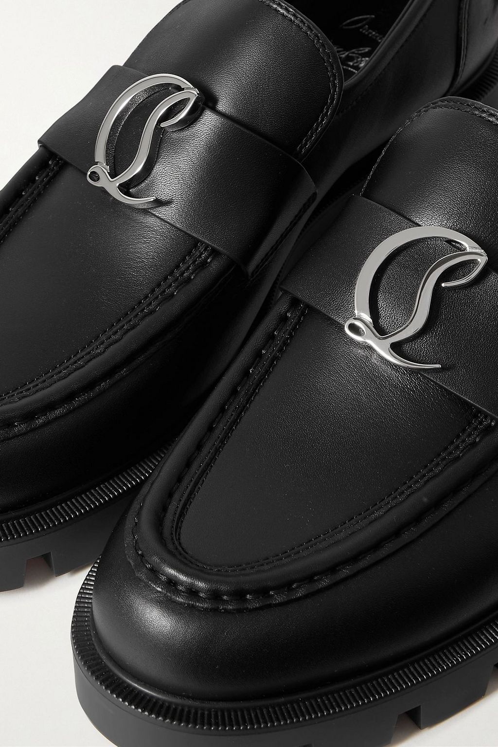 CHRISTIAN LOUBOUTIN CL Moc Lug 75 logo-embellished leather loafers