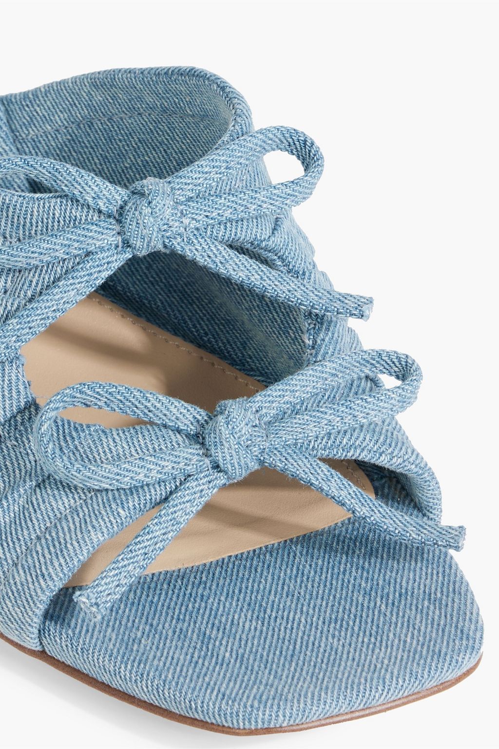 SAM EDELMAN Pia bow-embellished denim mules
