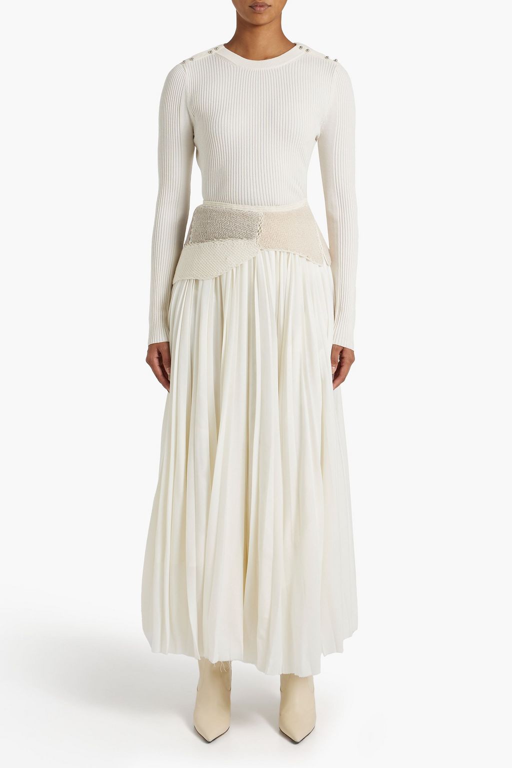 GABRIELA HEARST Mitchell pleated layered merino wool and cashmere-blend maxi skirt