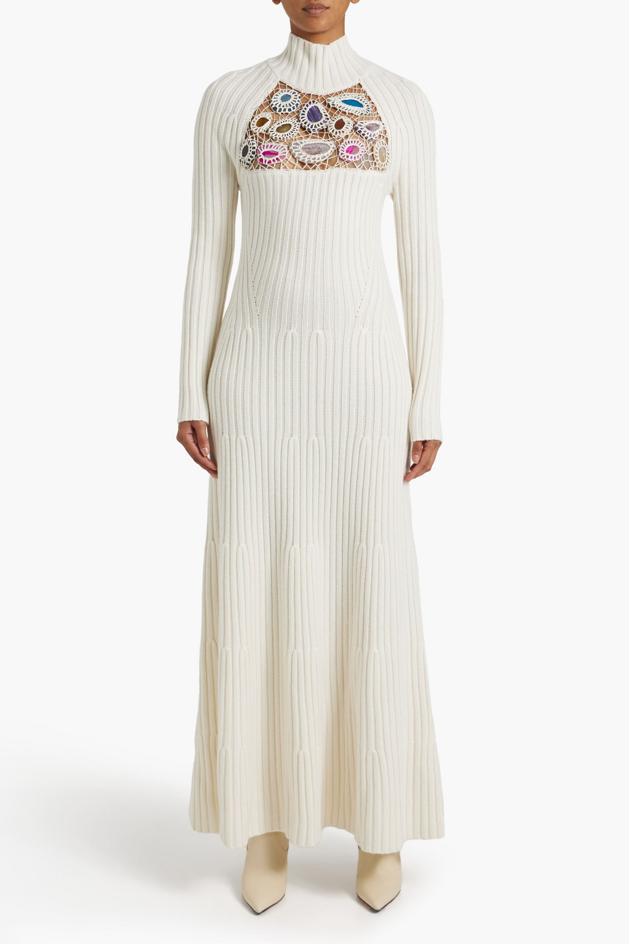 Gabriela Hearst Juana embellished ribbed cashmere turtleneck maxi dress