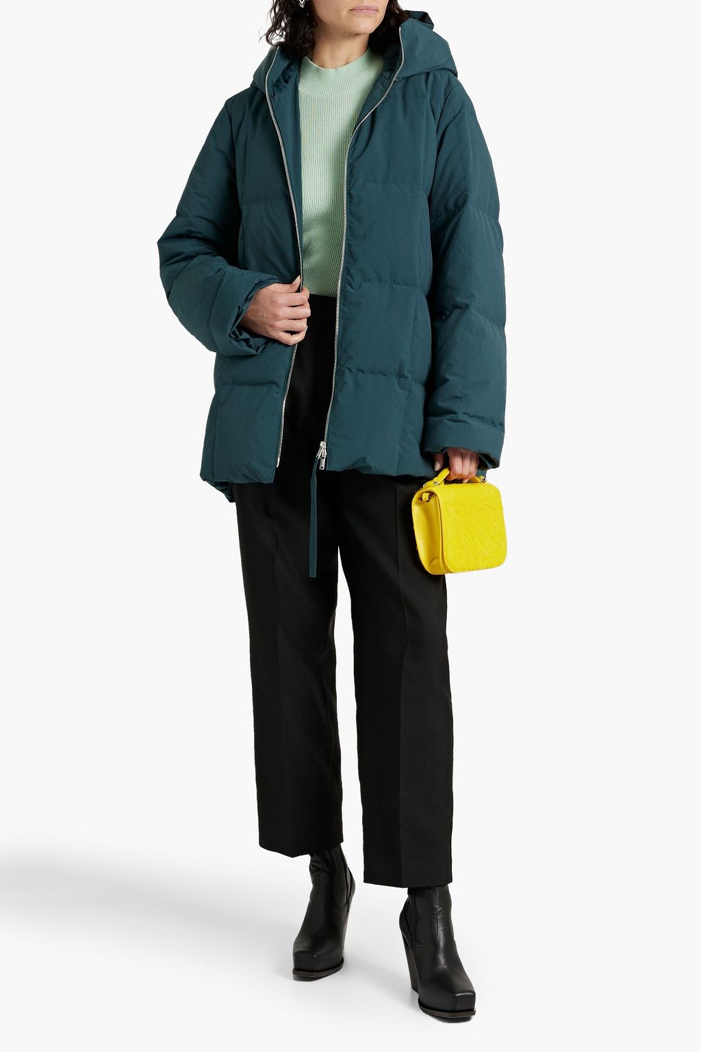 JIL SANDER+ Quilted shell hooded down coat