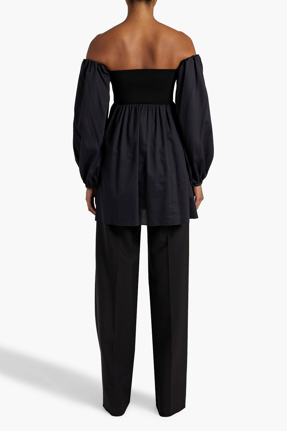  Gabriela Hearst - Dora Schulterfreies Oberteil Aus Baumwoll-voile Mit Jersey-einsatz - Schwarz - It 36 