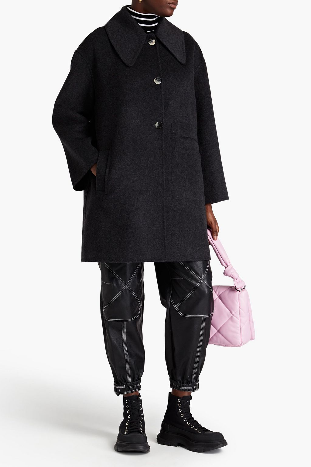 GANNI Oversized brushed wool-blend felt coat