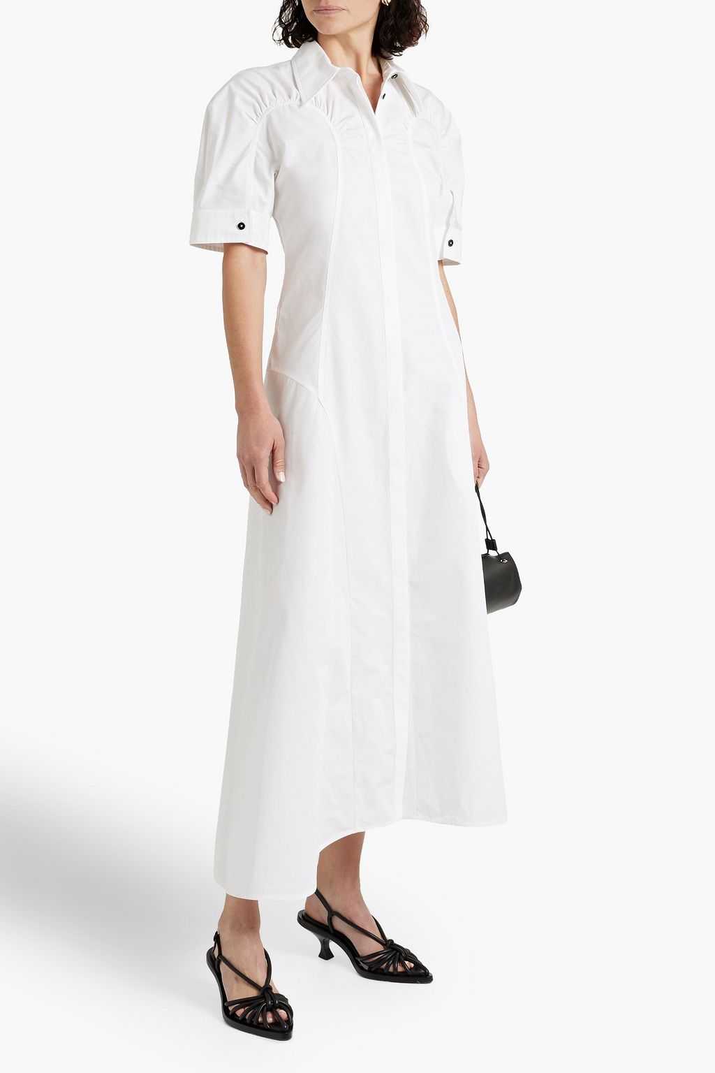 JIL SANDER Asymmetric cotton-poplin maxi shirt dress