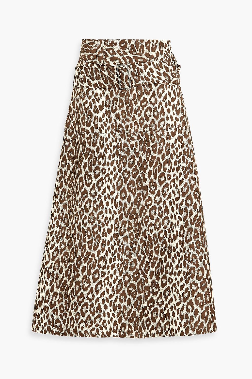 JIL SANDER Leopard-print cotton-blend poplin midi skirt | THE OUTNET