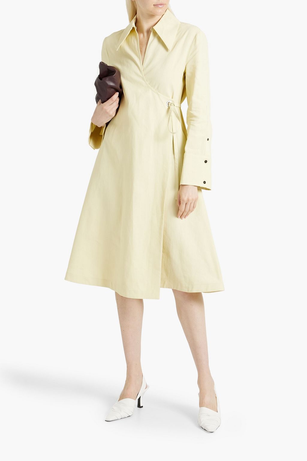 JIL SANDER Linen midi wrap dress
