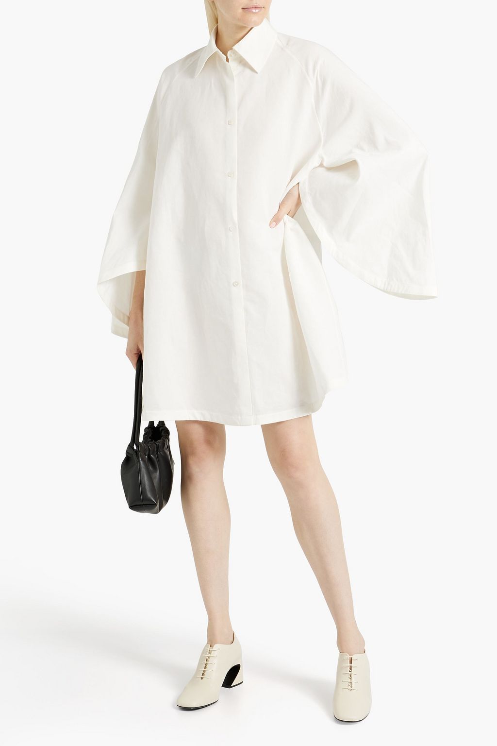 JIL SANDER Linen and cotton-blend mini shirt dress