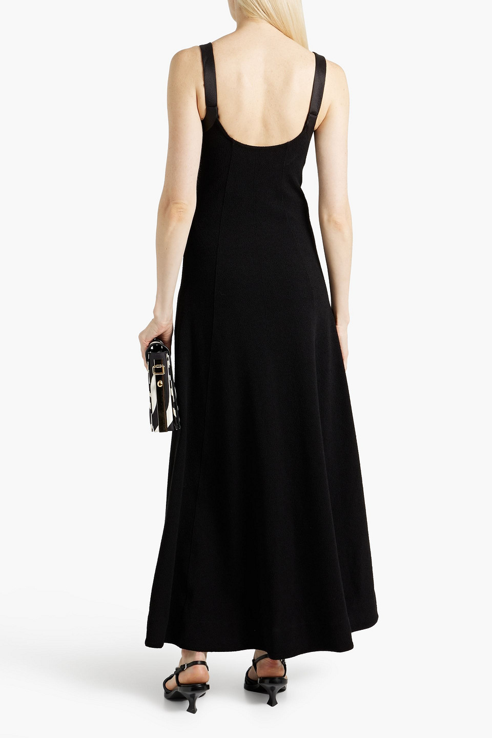 Shop Jil Sander Bouclé-knit Cotton-blend Maxi Dress In Black