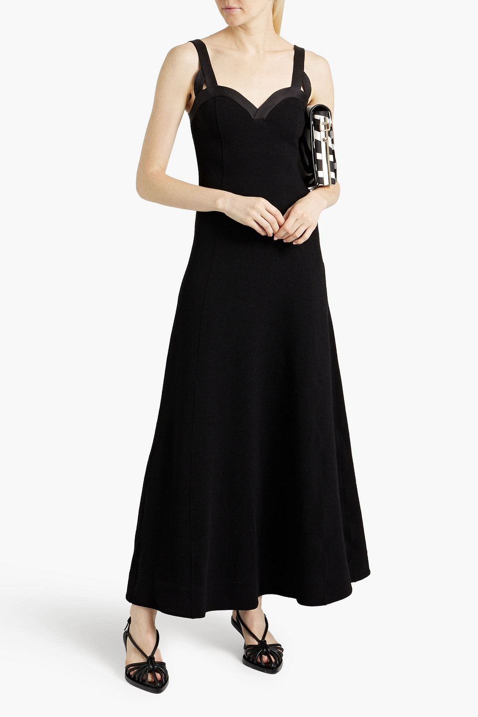 Shop Jil Sander Bouclé-knit Cotton-blend Maxi Dress In Black