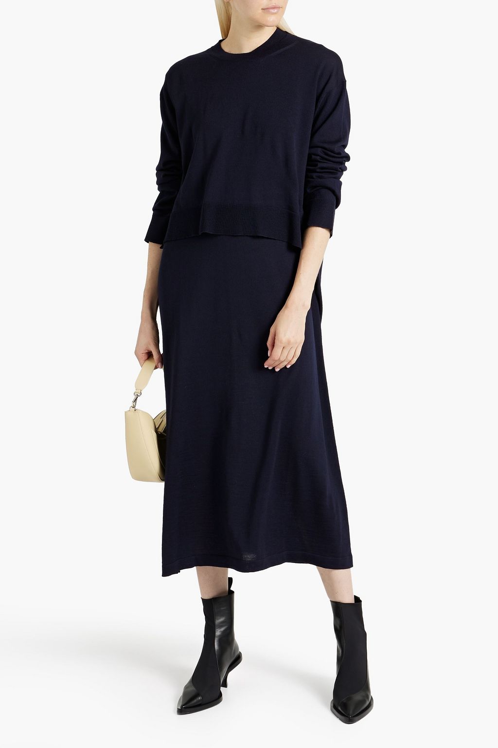 JIL SANDER Layered wool midi dress