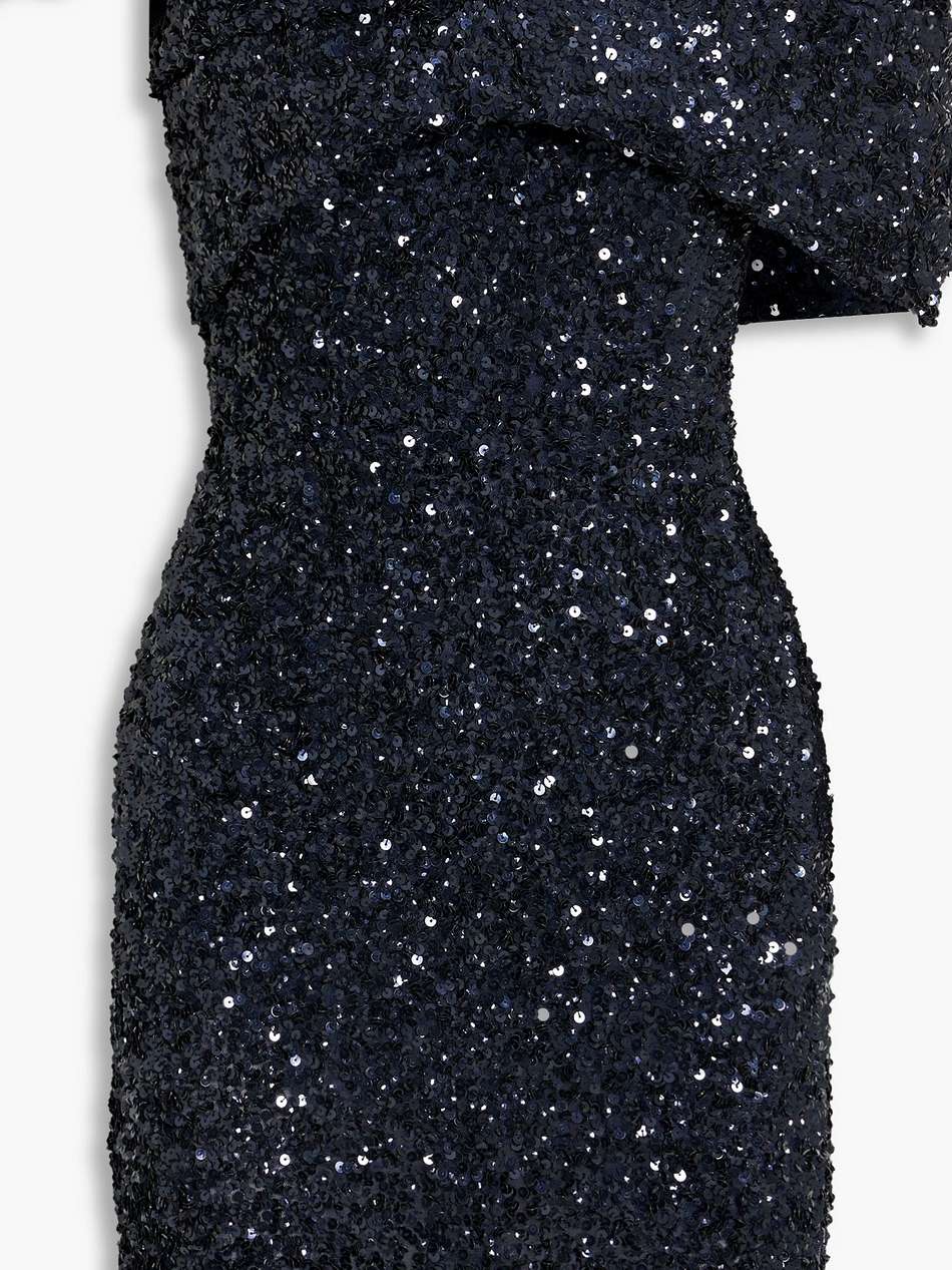 mirella off-the-shoulder sequined tulle mini dress