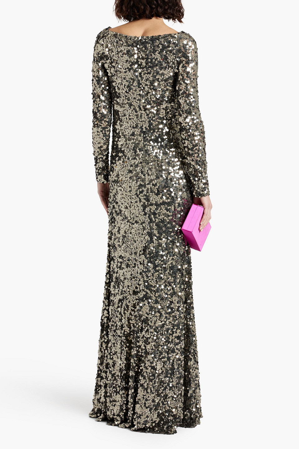 Rachel Gilbert Fleur Sequined Tulle Gown In Gunmetal