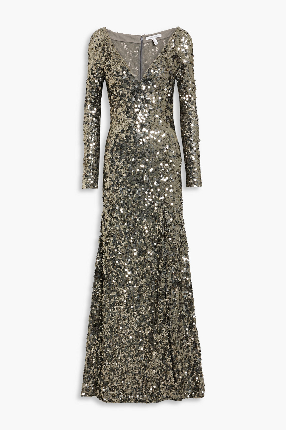 Rachel Gilbert Fleur Sequined Tulle Gown In Gunmetal