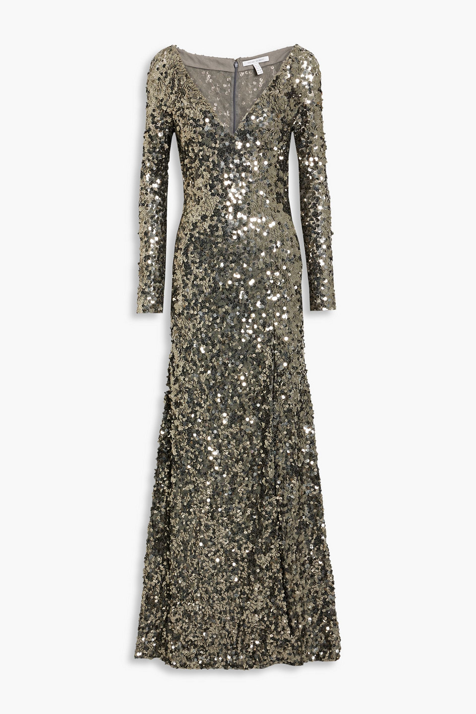 Rachel Gilbert Fleur Sequined Tulle Gown In Gunmetal