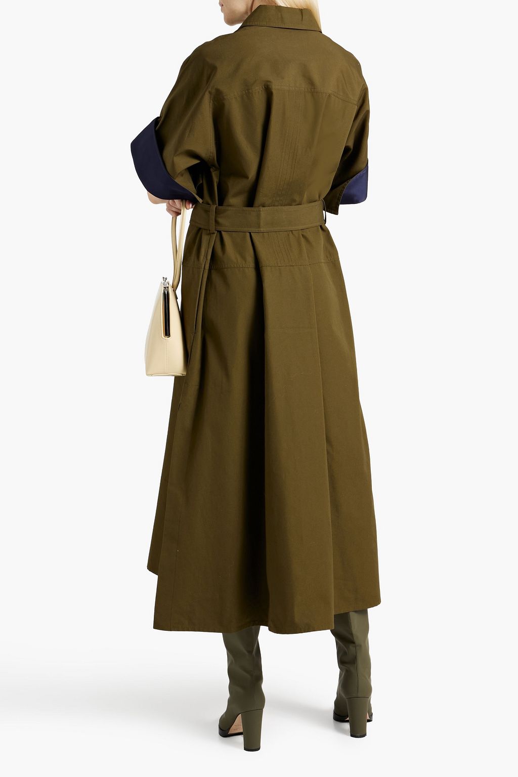 JIL SANDER Belted cotton-gabardine midi dress