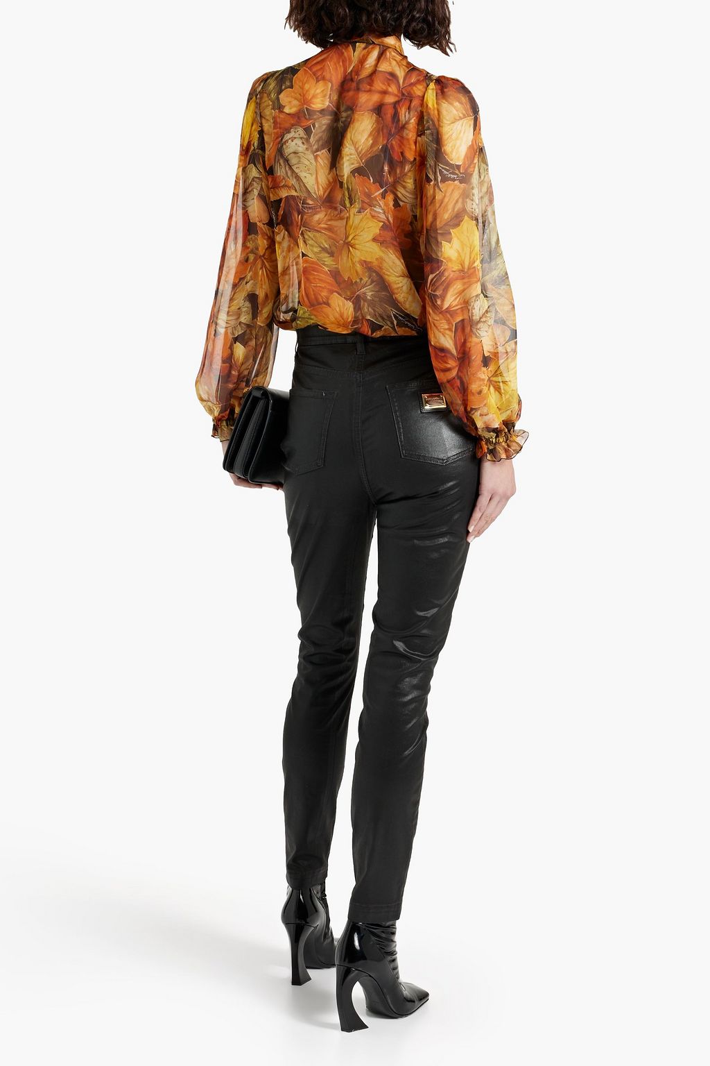 DOLCE&GABBANA Pussy-bow floral-print silk-chiffon blouse