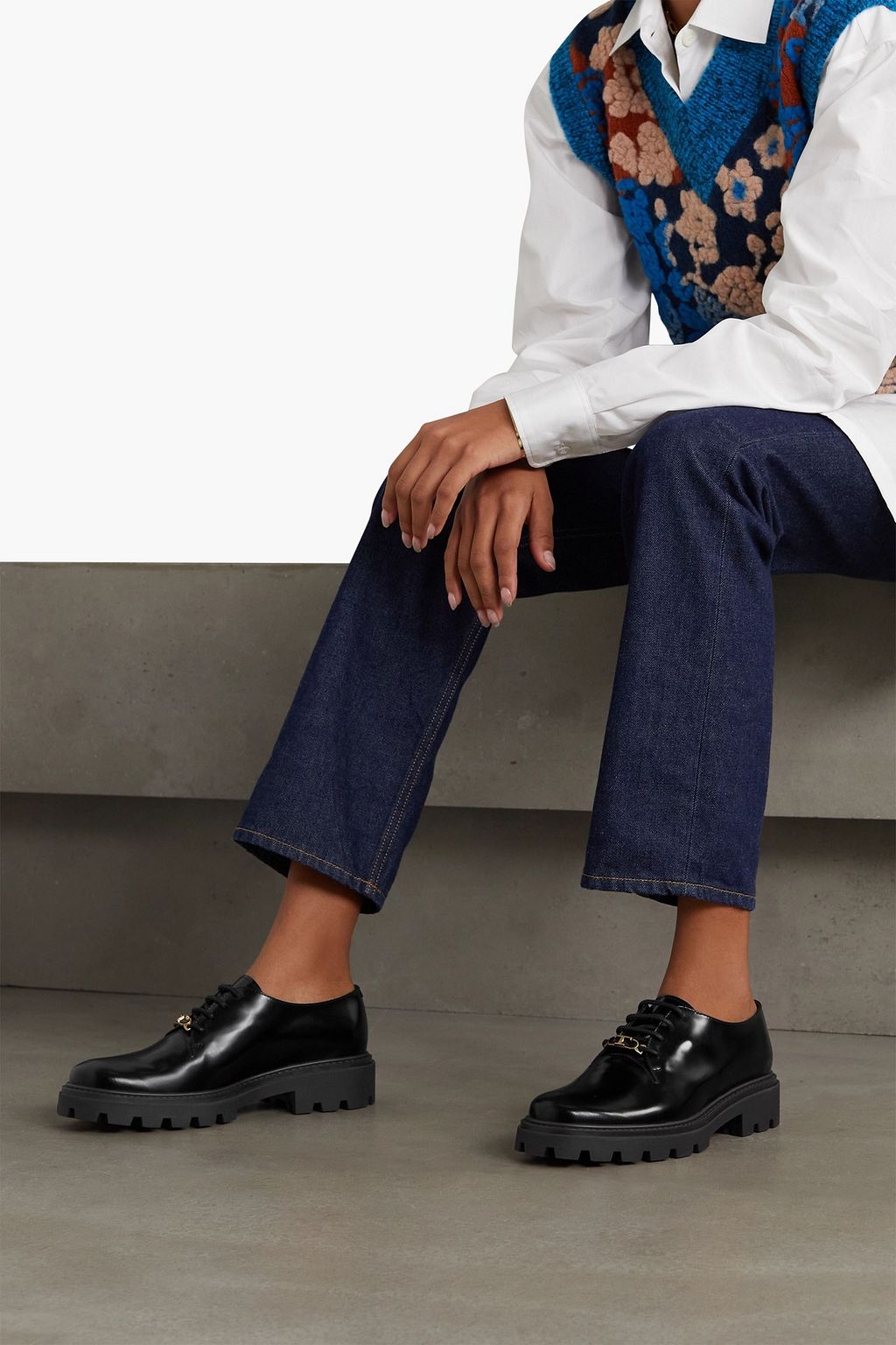 TOD'S Embellished leather brogues