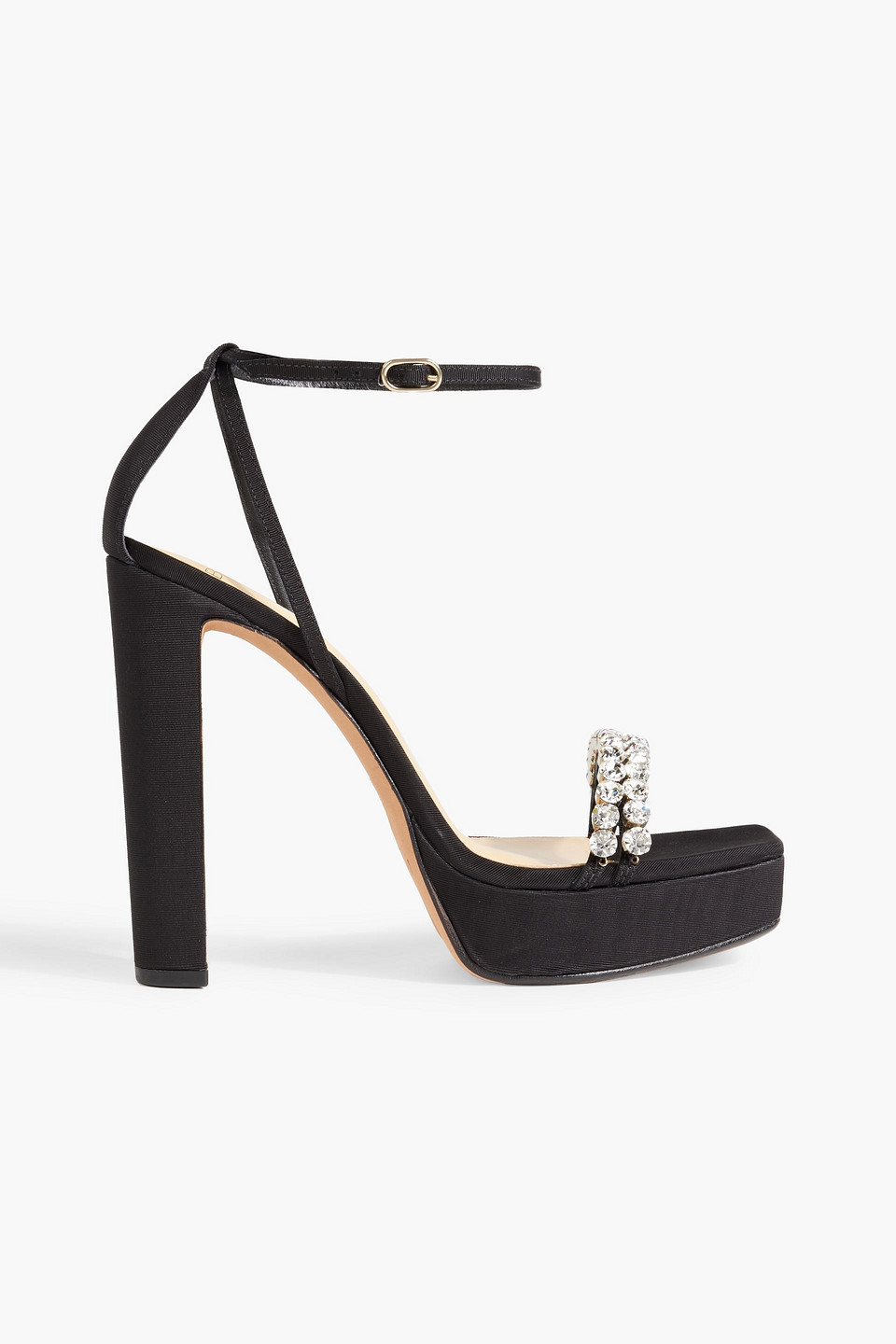 Alexandre Birman Agnes Crystal-embellished Faille Platform Sandals In Black