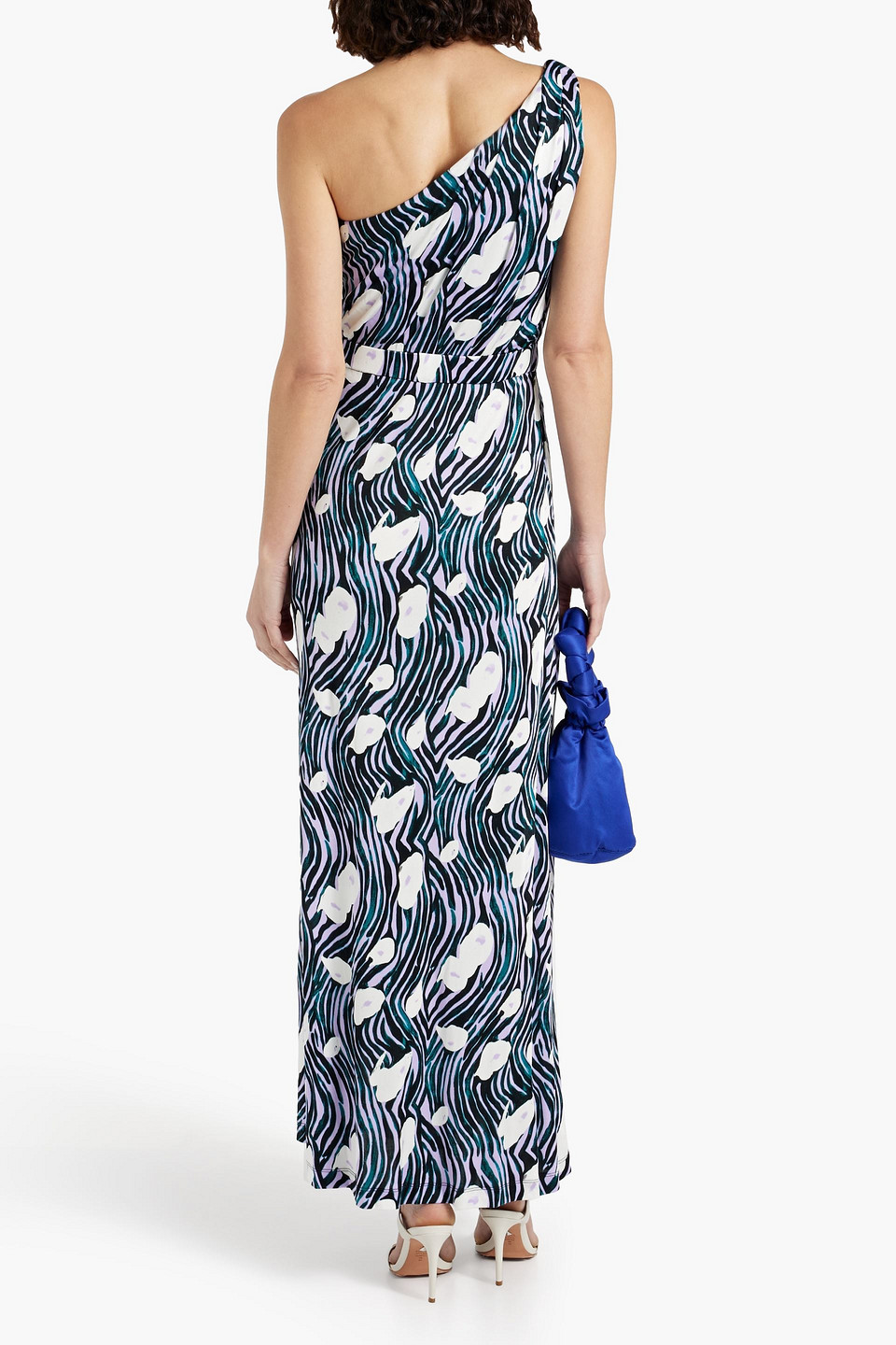 Diane Von Furstenberg Kiera One-shoulder Printed Jersey Maxi Dress In Lavender