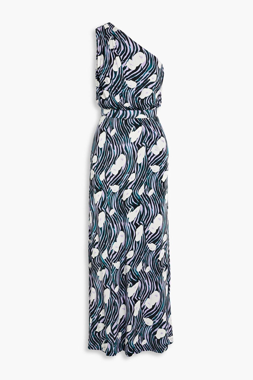 Diane Von Furstenberg Kiera One-shoulder Printed Jersey Maxi Dress In Lavender